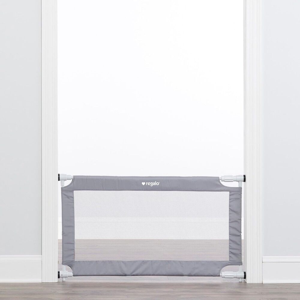 Regalo Expandable Mesh Baby Safety Gate White Gray 27.5-50 Inches